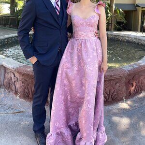 Used V. Chapman Rose Veronica Corset Ruffle Side-Slit Dress Size 4